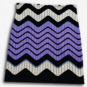 Studio Point Womens Chevron Zigzag Knit Mini Skirt Purple Black Size‎ 8